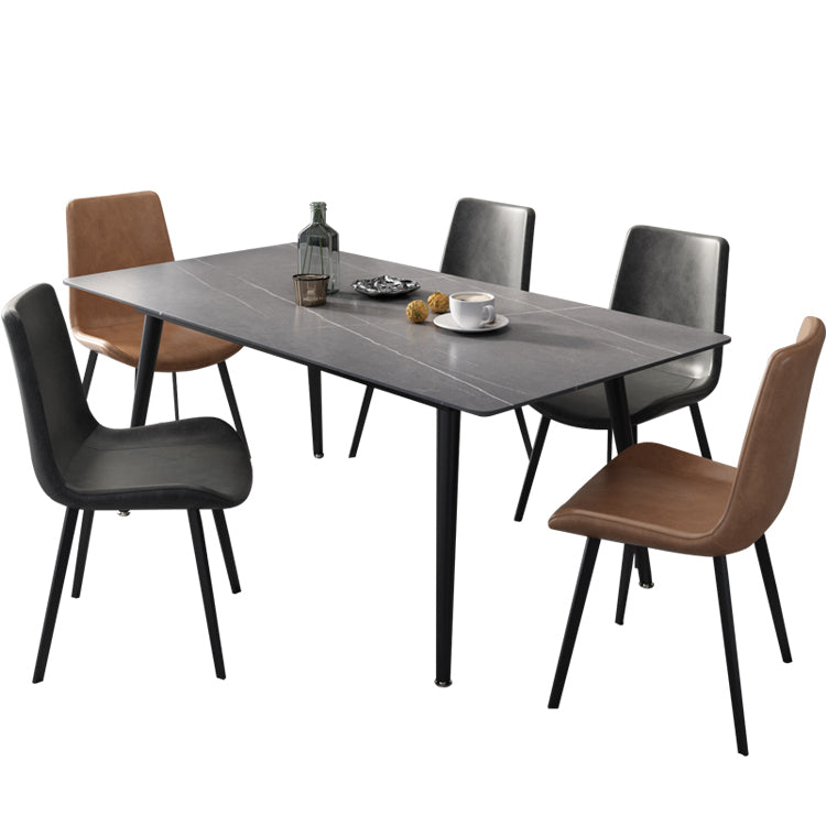 Industrial Style Sintered Stone Dining Table Rectangle Table with 4 Legs for Dinning Room
