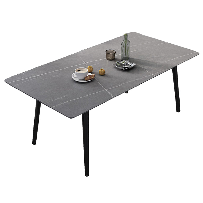 Industrial Style Sintered Stone Dining Table Rectangle Table with 4 Legs for Dinning Room