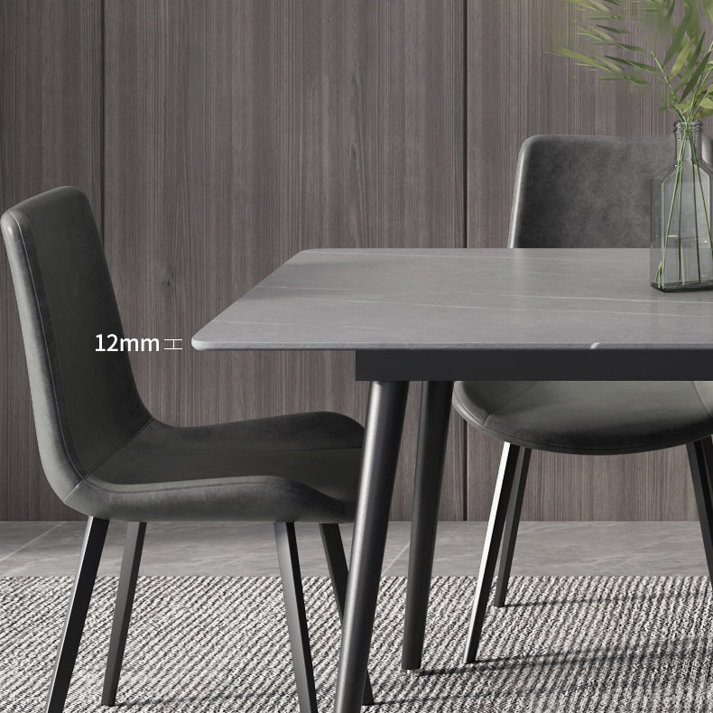 Industrial Style Sintered Stone Dining Table Rectangle Table with 4 Legs for Dinning Room