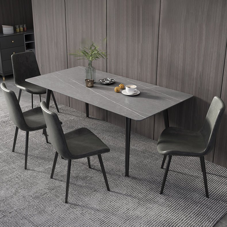 Industrial Style Sintered Stone Dining Table Rectangle Table with 4 Legs for Dinning Room