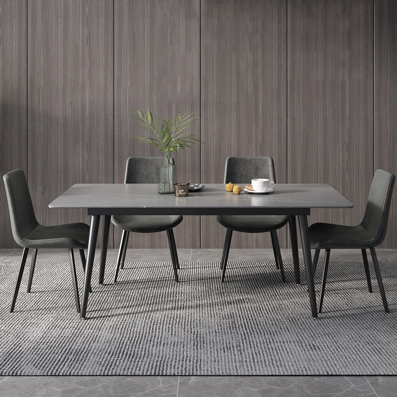 Industrial Style Sintered Stone Dining Table Rectangle Table with 4 Legs for Dinning Room