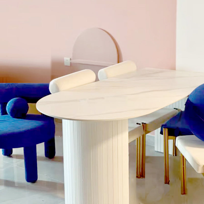 Contemporary Sintered Stone Irregular Shape Dining Table Standard White Dining Table for Kitchen