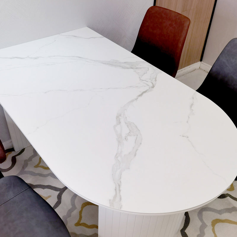 Contemporary Sintered Stone Irregular Shape Dining Table Standard White Dining Table for Kitchen