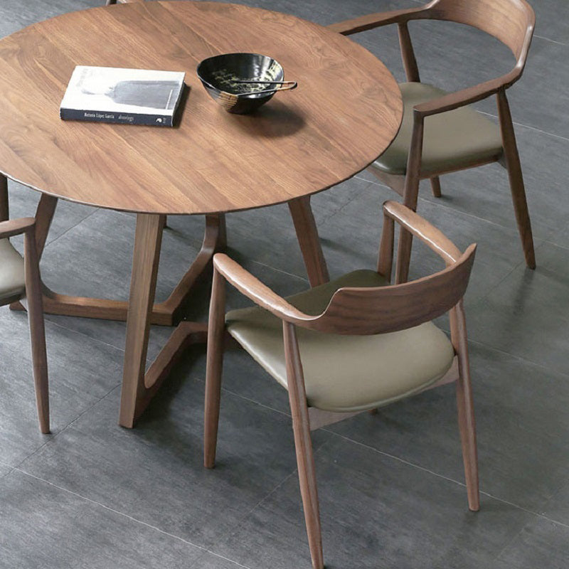Vast hout dubbele voetstuk dinette tafel eenvoud eettafel ronde voor thuis