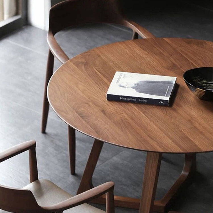 Vast hout dubbele voetstuk dinette tafel eenvoud eettafel ronde voor thuis