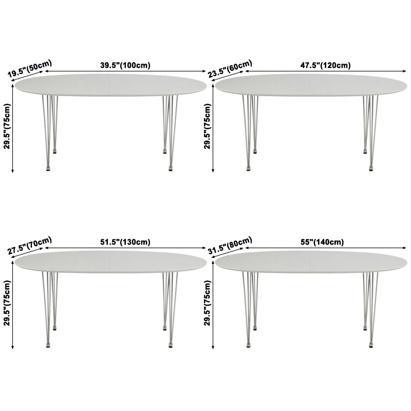 Modern White Sintered Stone Dining Table Oval Shape Standard Dining Table with 4 Legs Base