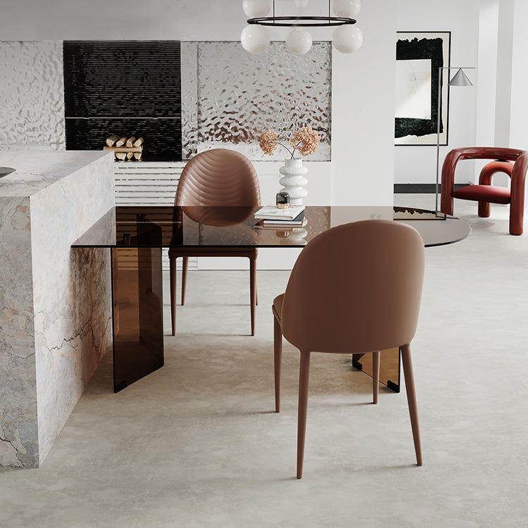 Glass Contemporary Free Form Dining Table Glass Table for Dining Room and Kitchen