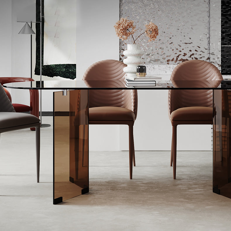 Glass Contemporary Free Form Dining Table Glass Table for Dining Room and Kitchen