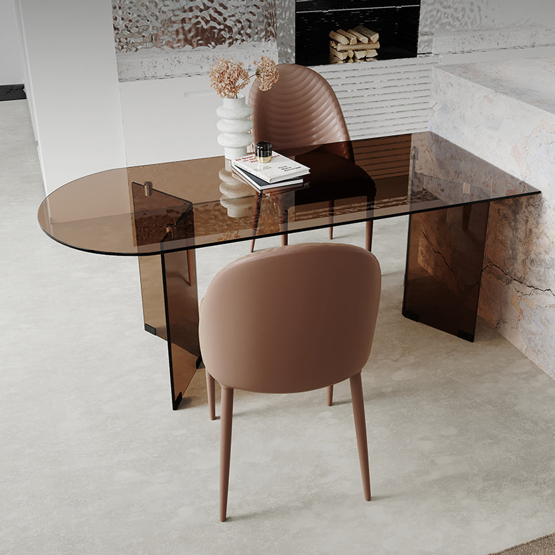 Glass Contemporary Free Form Dining Table Glass Table for Dining Room and Kitchen