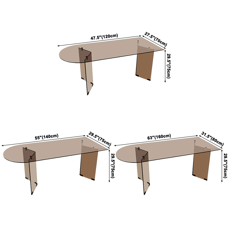 Glass Contemporary Free Form Dining Table Glass Table for Dining Room and Kitchen