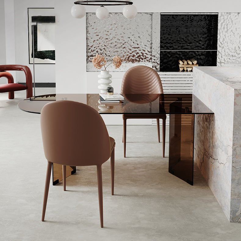 Glass Contemporary Free Form Dining Table Glass Table for Dining Room and Kitchen