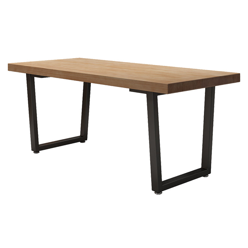 Industrial Style Solid Wood Dining Table Brown Rectangle Table with Sled Base for Dinning Room