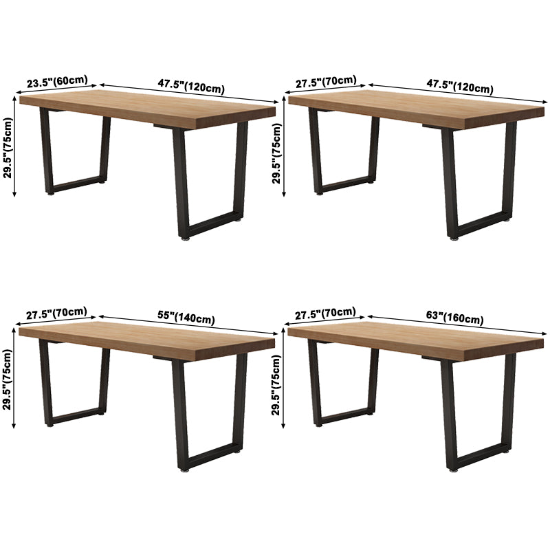 Industrial Style Solid Wood Dining Table Brown Rectangle Table with Sled Base for Dinning Room