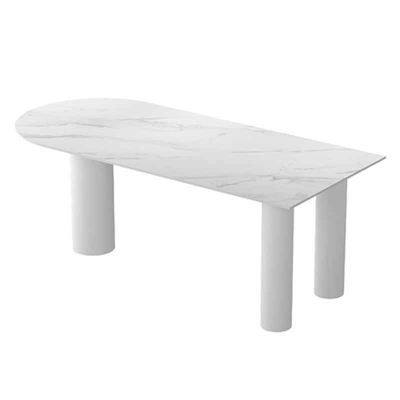 Vrije vorm driekleurige eettafel Gesinterde stenen tafel eigentijds met dubbel voetstuk