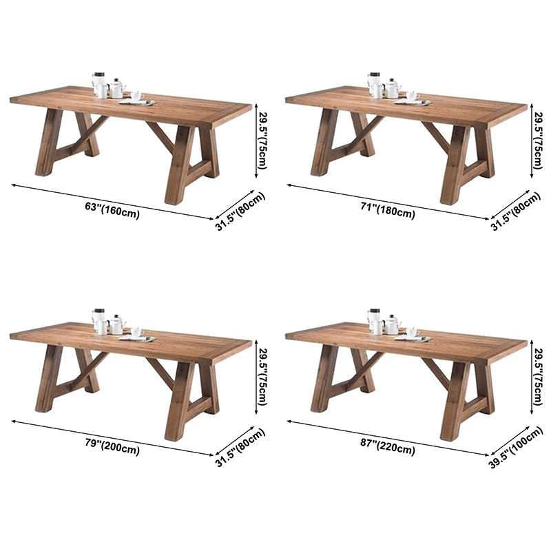 Modern Pine Solid Wood Table Rectangle Dining Table in Nature with Double Pedestal