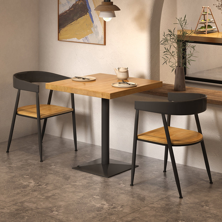 Industrial Solid Wood Dining Table Brown Square Table with Metal Base for Dinning Room