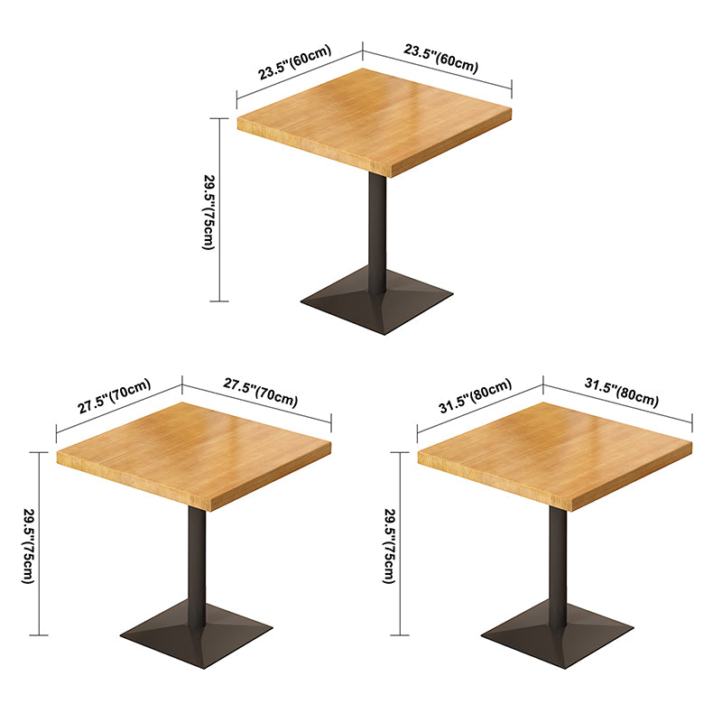 Industrial Solid Wood Dining Table Brown Square Table with Metal Base for Dinning Room