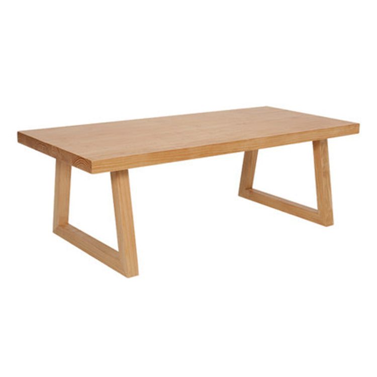 Rectangle Pine Solid Wood Table Modern Dining Table in Nature with Double Pedestal