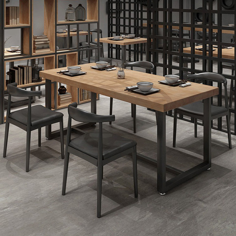 Industrial Dining Table Pine Solid Wood Table with Trestle Base for Dining Room