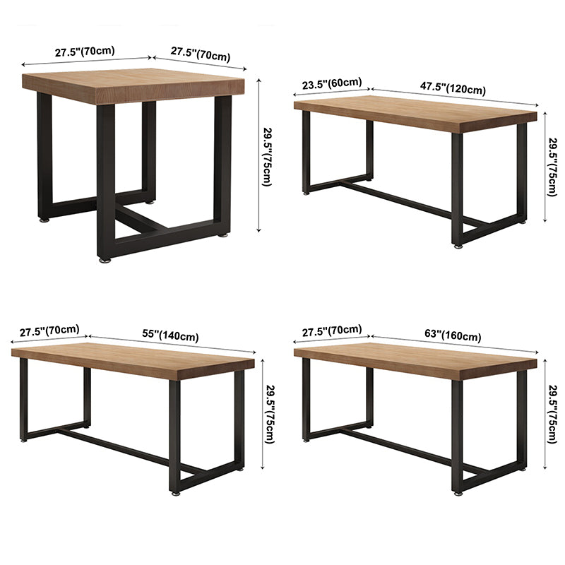 Industrial Dining Table Pine Solid Wood Table with Trestle Base for Dining Room