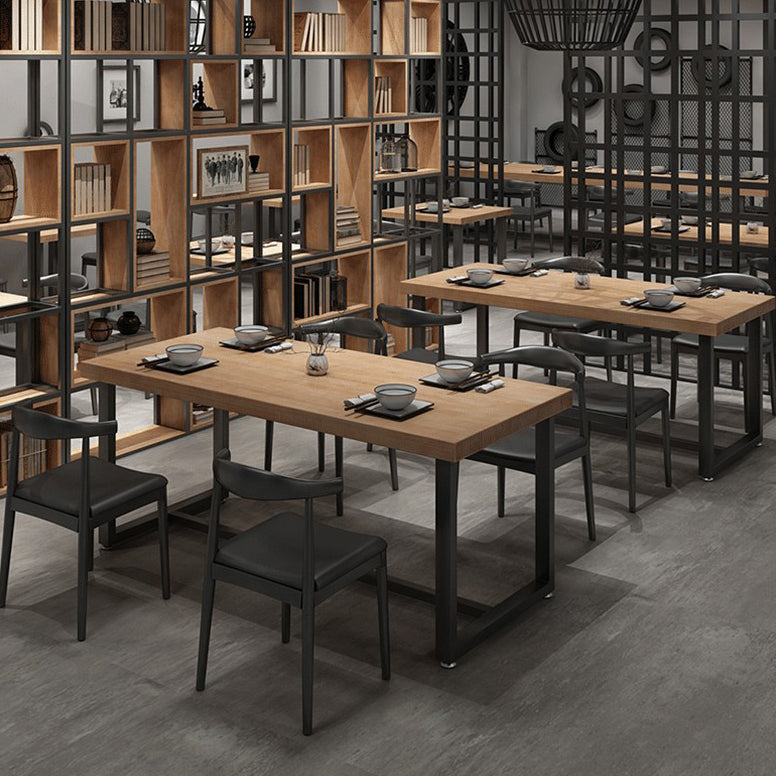 Industrial Dining Table Pine Solid Wood Table with Trestle Base for Dining Room