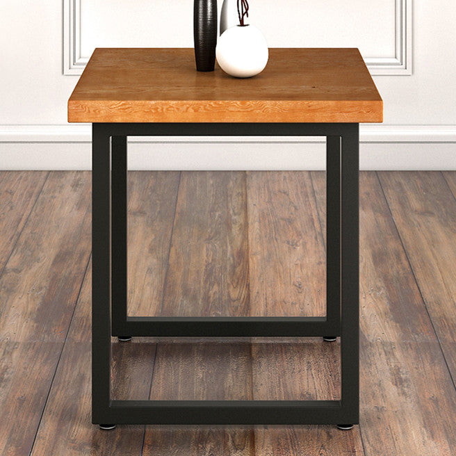 Industrial Style Solid Wood Dining Table Brown Square Table with Black Frame for Dinning Room