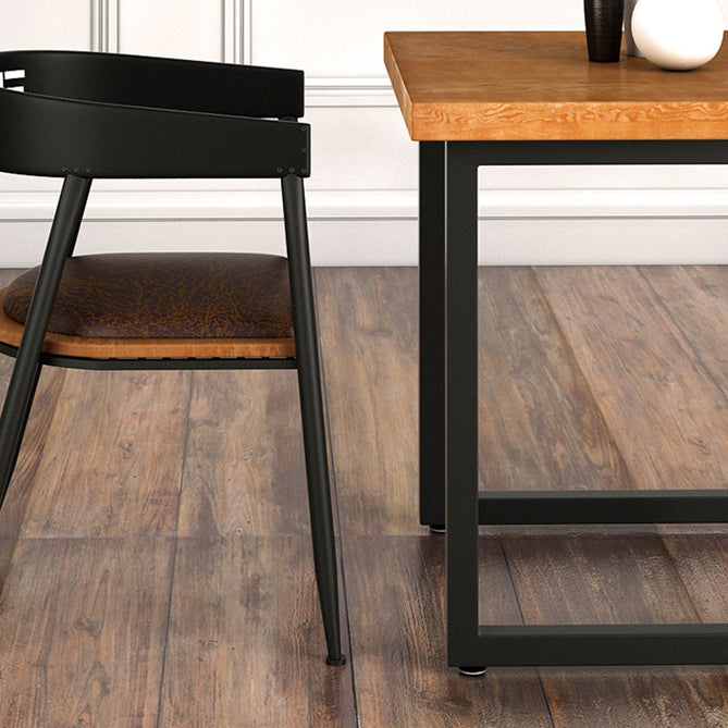 Industrial Style Solid Wood Dining Table Brown Square Table with Black Frame for Dinning Room