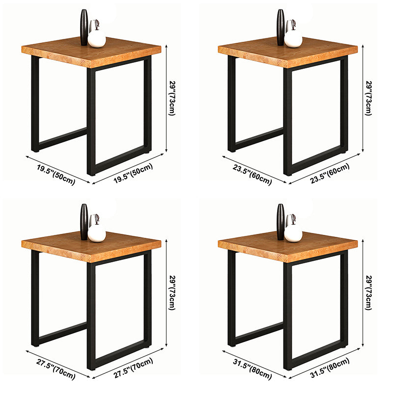 Industrial Style Solid Wood Dining Table Brown Square Table with Black Frame for Dinning Room