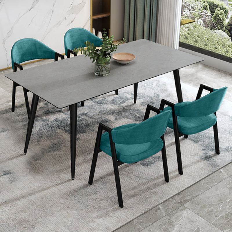 Eigentijdse stijl gesinterde stenen rechthoekige eettafel met 4 poten voor thuis