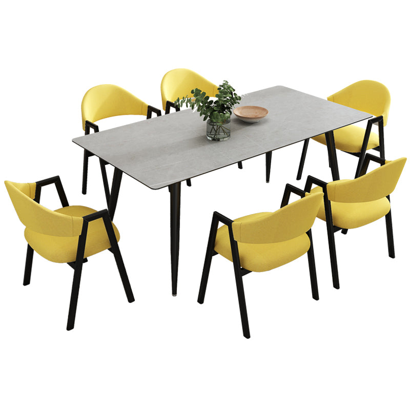 Eigentijdse stijl gesinterde stenen rechthoekige eettafel met 4 poten voor thuis