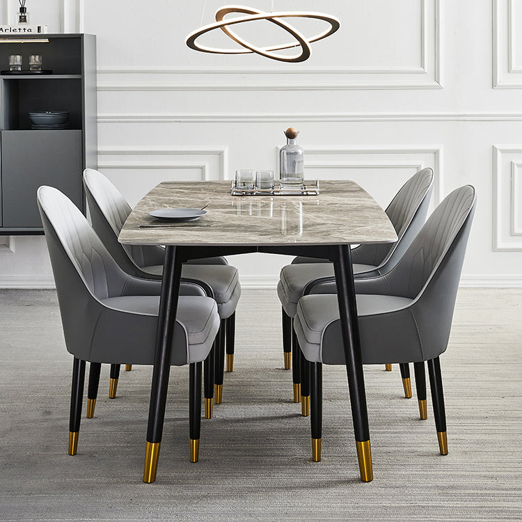 Simplicity Style Home Sintered Stone Dining Table Rectangular Shape Table with 4 Legs Base