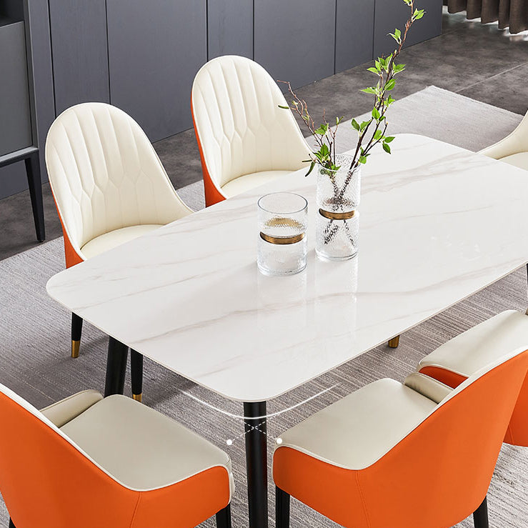 Simplicity Style Home Sintered Stone Dining Table Rectangular Shape Table with 4 Legs Base