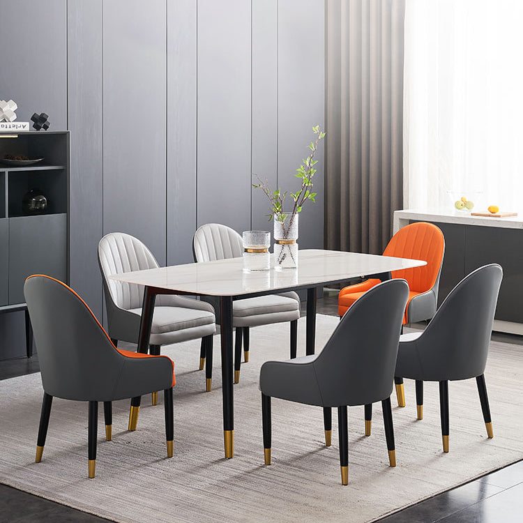 Simplicity Style Home Sintered Stone Dining Table Rectangular Shape Table with 4 Legs Base