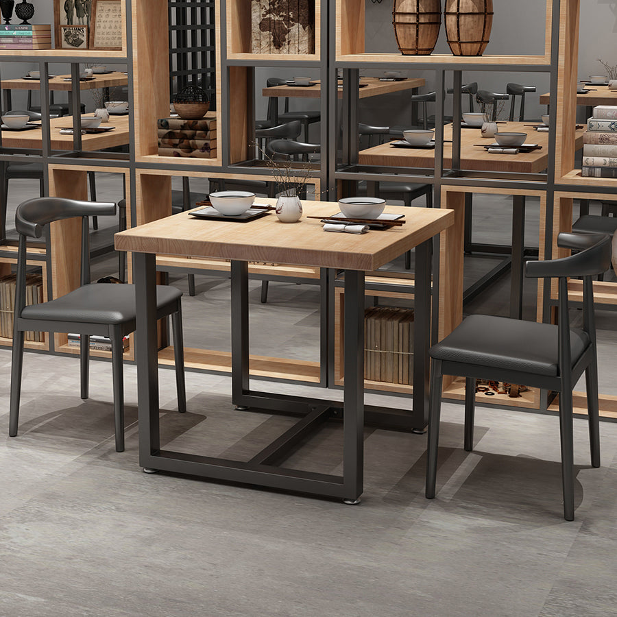 Industrial Style Solid Wood Dining Table Brown Square Table with Trestle Base for Dinning Room