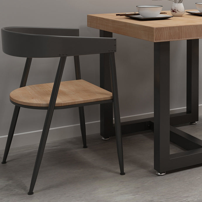 Industrial Style Solid Wood Dining Table Brown Square Table with Trestle Base for Dinning Room