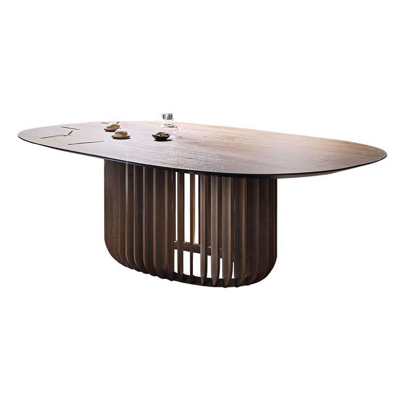 Mesa de comedor ovalada moderna de madera maciza, mesa superior de madera para cocina y comedor