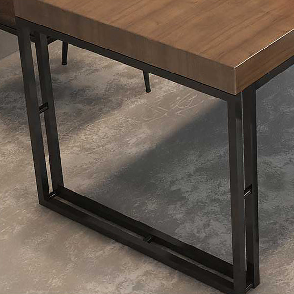 Industrial Style Solid Wood Dinner Table Brown Rectangle Table with Sled Base for Dinning Room