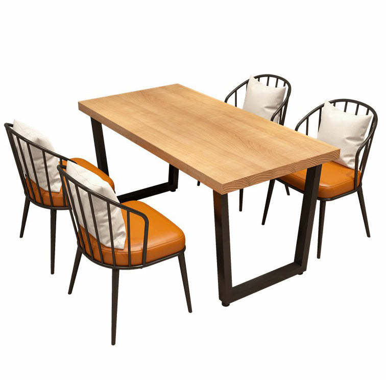 Industrial Solid Wood Dining Table Rectangle Table with Sled Base for Dinning Room