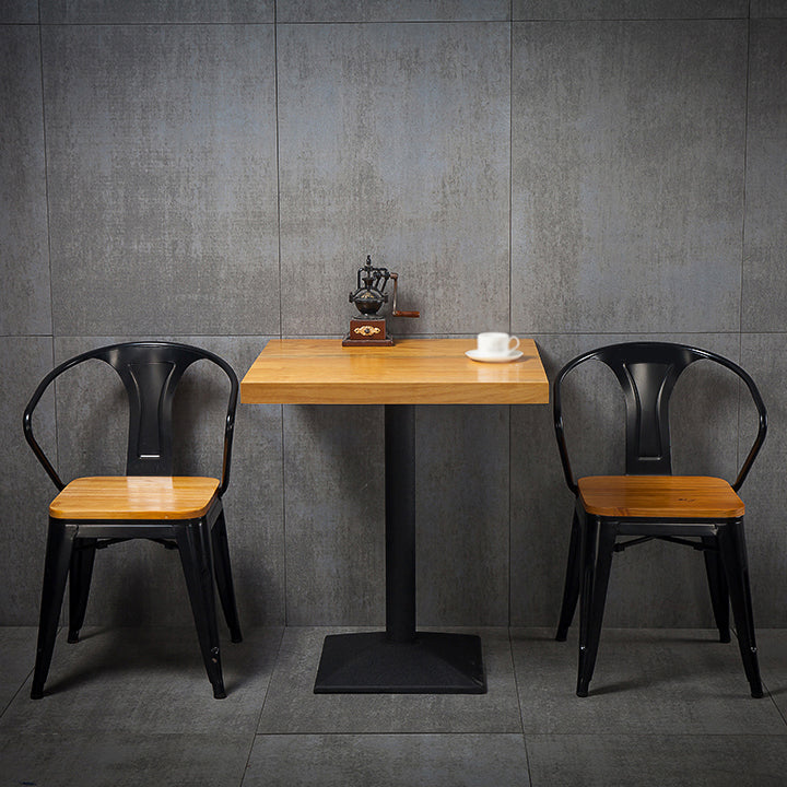 Industrial Massivholz Esstisch Brauner Quadratisch mit Sockelbasis für Esszimmer
