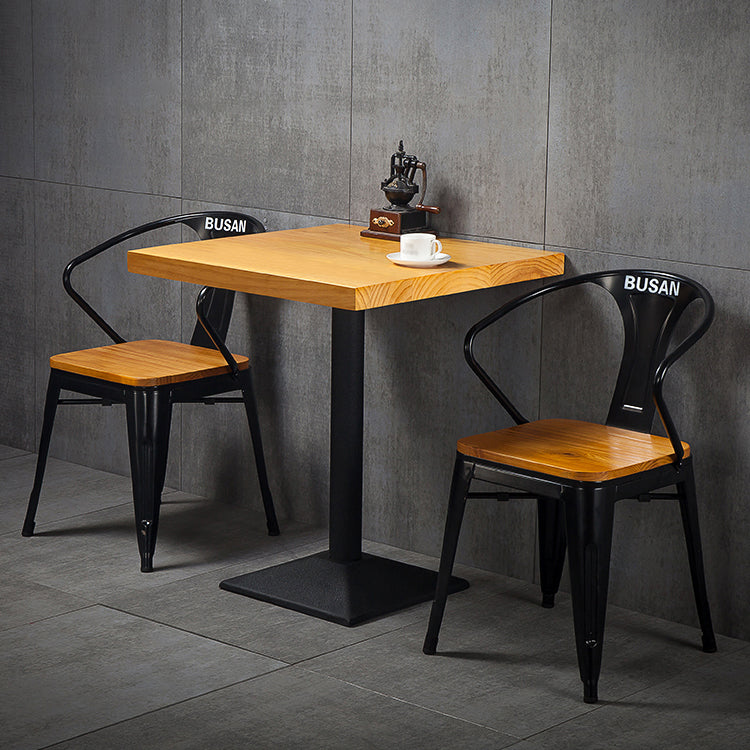 Industrial Massivholz Esstisch Brauner Quadratisch mit Sockelbasis für Esszimmer