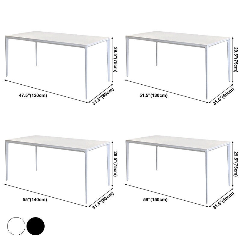 Zeitgenössischer Stil zu Hause gesinterte Stein Esstisch Rechteck Form Tisch mit metallischer Basis