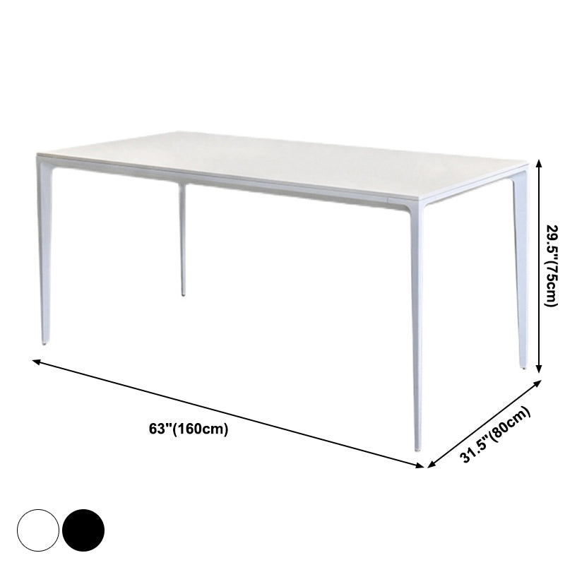 Zeitgenössischer Stil zu Hause gesinterte Stein Esstisch Rechteck Form Tisch mit metallischer Basis