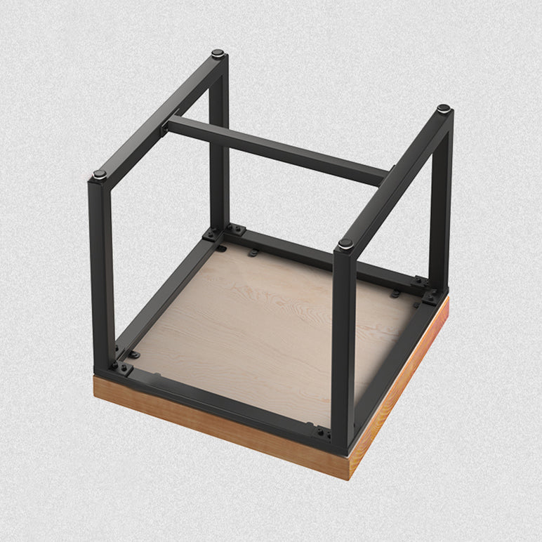 Mesa de comedor de madera maciza de estilo industrial Mesa cuadrada marrón con base de metal para comedor