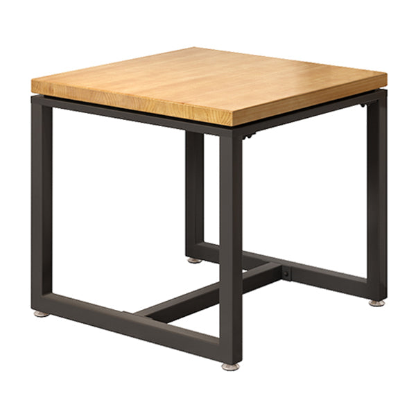 Mesa de comedor de madera maciza de estilo industrial Mesa cuadrada marrón con base de metal para comedor