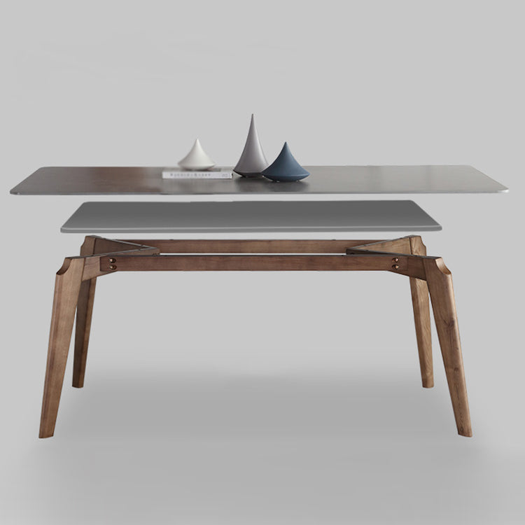 Contemporary Gray Sintered Stone Dining Table Rectangle Shape Standard Dining Table for Kitchen