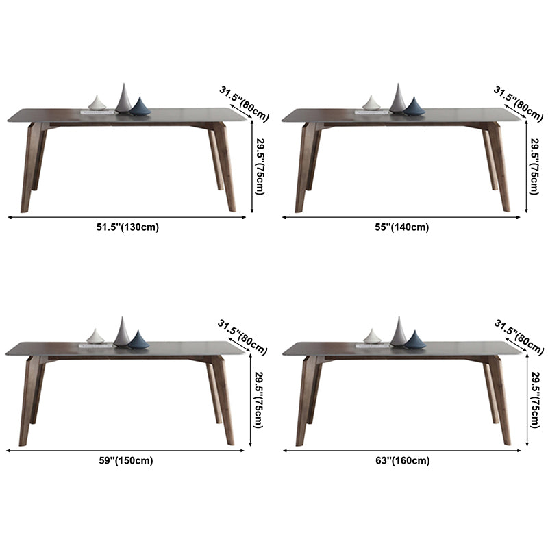Contemporary Gray Sintered Stone Dining Table Rectangle Shape Standard Dining Table for Kitchen