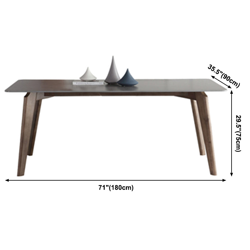 Contemporary Gray Sintered Stone Dining Table Rectangle Shape Standard Dining Table for Kitchen
