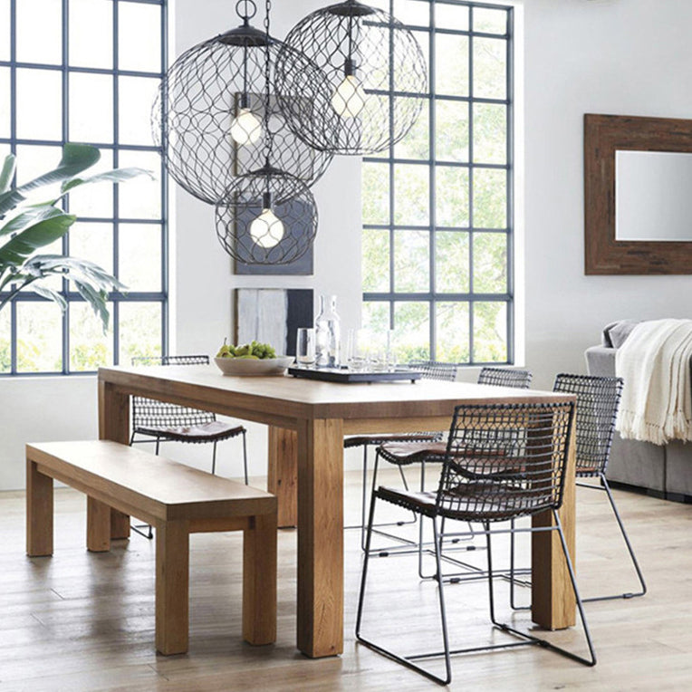 Mesa de rectángulo de madera de pino mesa de comedor moderna con 4 patas para restaurante