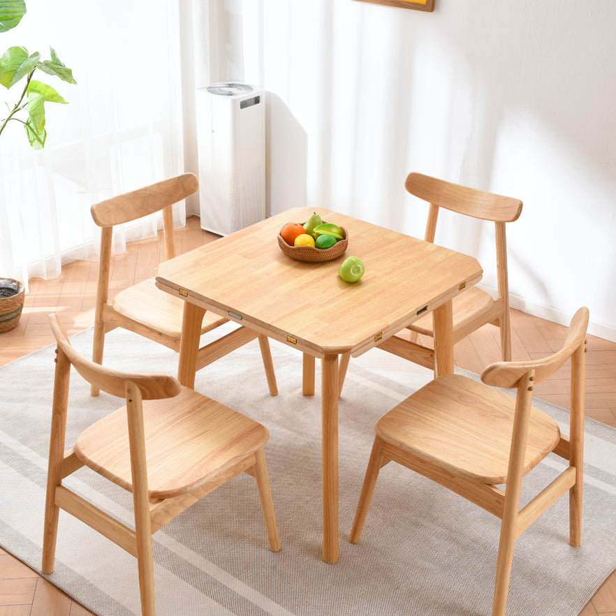 Rubberwood Solid Wood Dining Table Contemporary Style Dining Site Table with 4 Legs