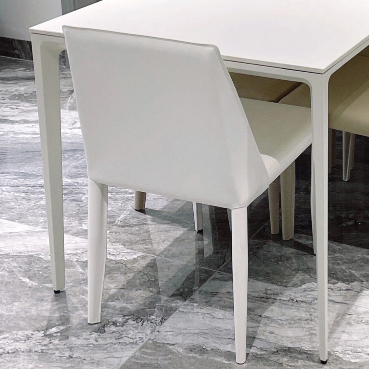 Modern White Sintered Stone Dining Table Rectangle Shape Standard Dining Table for Kitchen